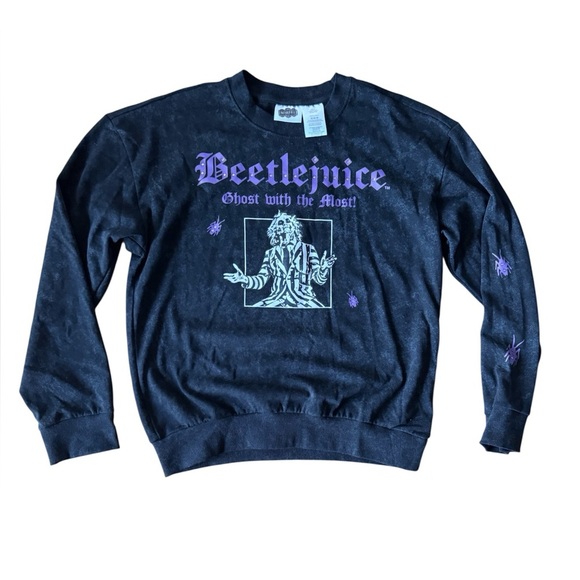 Beetlejuice Medium Pullover Sweater Sweatshirt Fleece Lined Long Sleeve - Picture 1 of 7